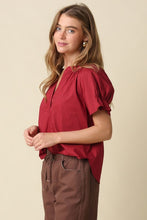 Load image into Gallery viewer, Maroon V-Neck Puff Slv Top