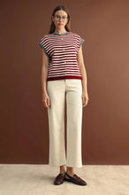 Load image into Gallery viewer, Maroon Combo Striped Slvls Sweater Vest