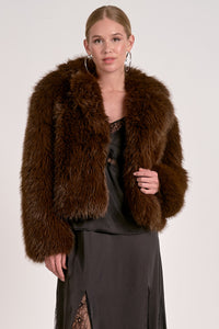 Chocolate Cropped Fur Jacket