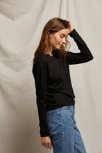 Load image into Gallery viewer, PWT LS Cotton Boxy Crewneck Tee True Black