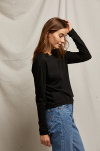 PWT LS Cotton Boxy Crewneck Tee True Black
