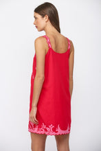 Load image into Gallery viewer, Red Embroidered Mini Shift Dress