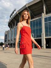 Load image into Gallery viewer, Red Utility Pocket Dress