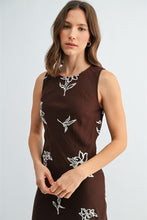 Load image into Gallery viewer, Brown Embroidery Slvls Long Dress
