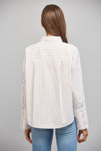 Load image into Gallery viewer, Tan/White Striped Button Down Shirt