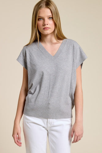 Heather Grey V-Neck Slvls Top