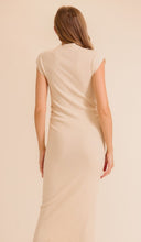 Load image into Gallery viewer, Cream Side Pleat Midi Sweater Dress