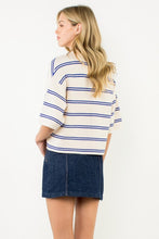 Load image into Gallery viewer, Blue Striped SS Knit Top (THML)