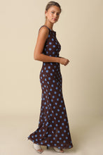Load image into Gallery viewer, Brown/Blue Polka Dot Midi Dress
