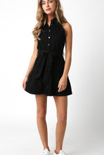 Load image into Gallery viewer, Black Denim Tie Waist Slvls Dress