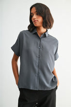 Load image into Gallery viewer, Steel Blue Dolman Slv Button Down Top