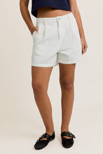 Load image into Gallery viewer, White Denim Pleated Shorts