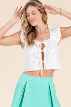 Load image into Gallery viewer, White Ruffle Ribbon Detail Top