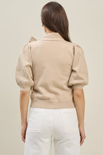 Load image into Gallery viewer, Taupe Bow Tie Puff Slv Sweater Top