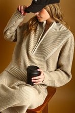 Load image into Gallery viewer, Beige Two Tone Half Zip Knit Sweater