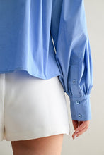 Load image into Gallery viewer, Blue Oversized LS Crop Shirt