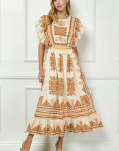 Load image into Gallery viewer, Cream Printed Flutter Slv Maxi Dress