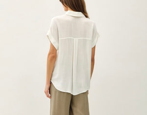 Lightweight Button Collar Top Off White