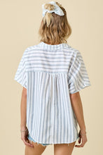 Load image into Gallery viewer, Off White/Navy Striped Oversized SS Shirt