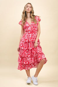 Red/Pink Summer Printed Maxi Dress