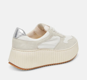 Daisha White/Silver Nylon Sneaker