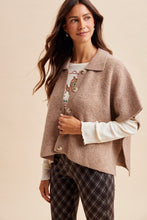 Load image into Gallery viewer, Latte Side Slit Sweater Cape Cardigan