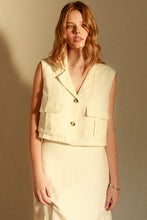 Load image into Gallery viewer, Off White Linen Cargo Vest