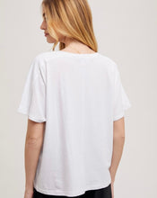 Load image into Gallery viewer, White Linen V-Neck Dolman Slv Tee