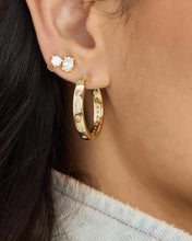 Load image into Gallery viewer, Melinda Maria Ashley Infinity Reversible Hoops 1” Gold/White