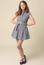 Load image into Gallery viewer, Black/White Gingham Belted Dress