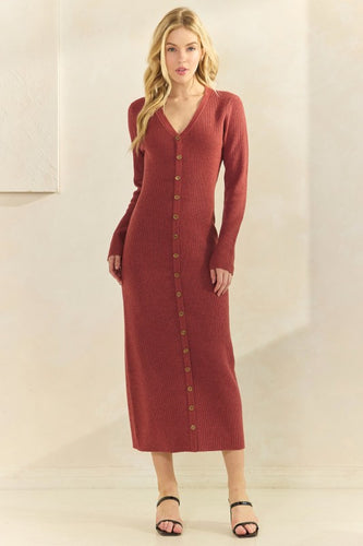 Sienna LS Button Down Sweater Dress