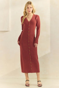 Sienna LS Button Down Sweater Dress