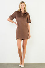 Load image into Gallery viewer, Dark Brown SS Collared Suede Dress (THML)