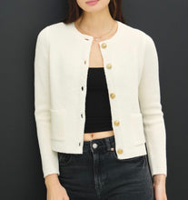 Load image into Gallery viewer, Ivory Textured Gold Button Cardigan