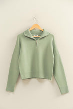 Load image into Gallery viewer, Sage Green Half Zip Pullover