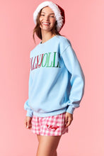 Load image into Gallery viewer, Lt. Blue Holly Jolly Letter Fleece Sweatshirt