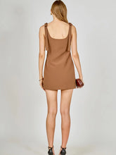 Load image into Gallery viewer, Brown Bow Tie Scoop Neck Dress
