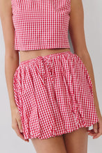 Load image into Gallery viewer, Red Gingham Bubble Hem Skirt