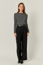 Load image into Gallery viewer, Black/White Striped Knit Sweater w/ Gold Buttons