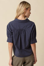 Load image into Gallery viewer, Navy Soft V-Neck Puff Slv Top