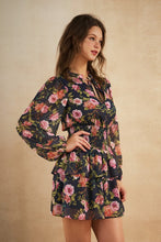 Load image into Gallery viewer, Navy Floral Smocking Dress
