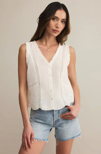 Z Supply White Tomi Embroidered Tank Top