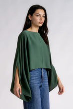 Load image into Gallery viewer, Emerald Satin LS Cropped Blouse