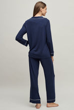 Load image into Gallery viewer, Barefoot Dreams Luxe Milk Jersey Piped Pajama Set Indigo