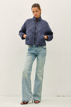 Load image into Gallery viewer, Washed Quilted Cropped Jacket Charcoal Blue