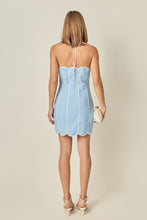 Load image into Gallery viewer, Powder Blue/White Halter Dress