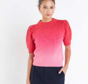 Red/Pink Ombré Sweater Top