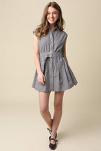 Load image into Gallery viewer, Black/White Gingham Belted Dress