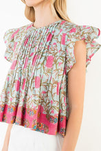 Load image into Gallery viewer, Mint Flutter Slv Pleated Print Top (THML)