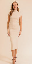 Load image into Gallery viewer, Cream Side Pleat Midi Sweater Dress